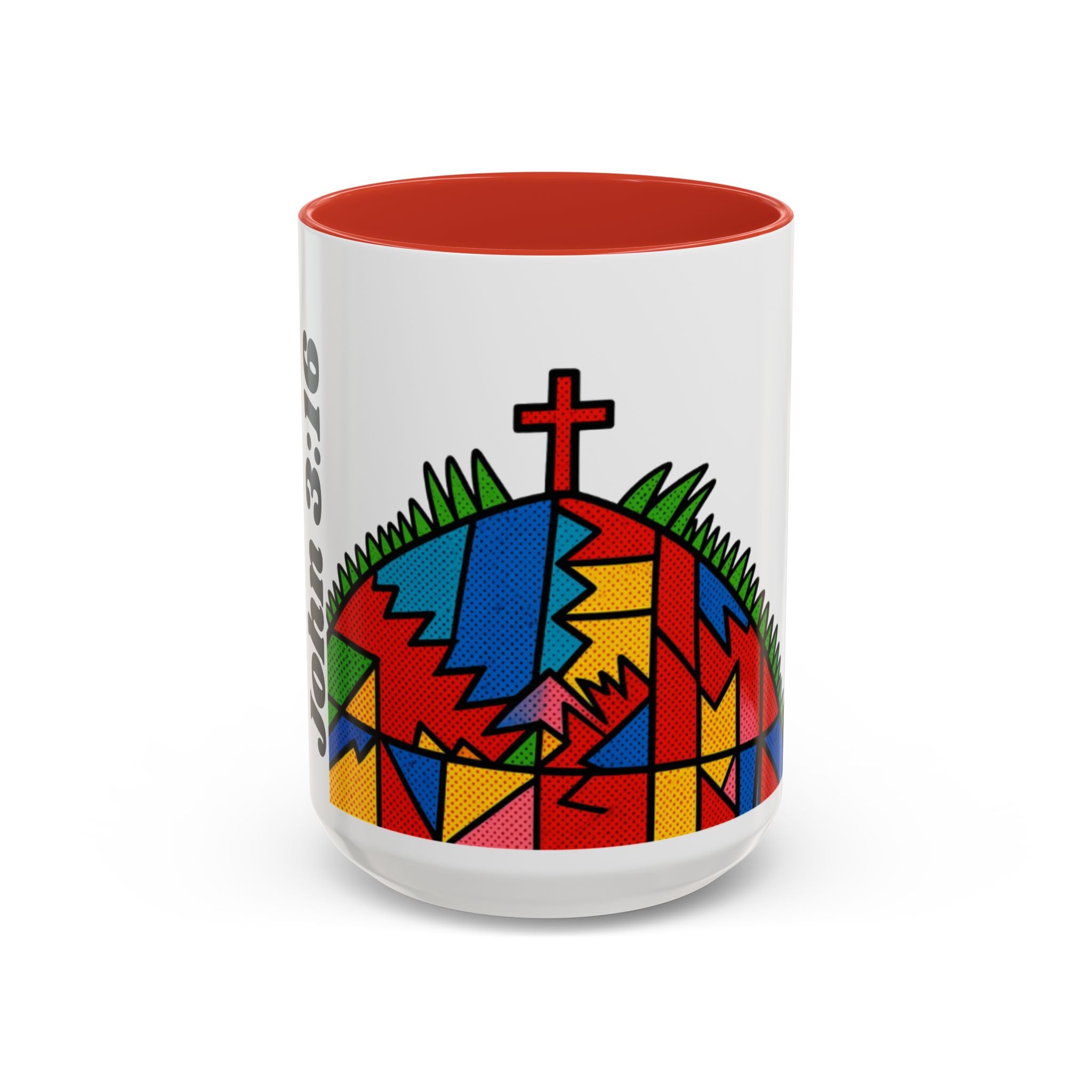 Colorful Christian Cross Accent Coffee Mug — Vibrant Faith Art (11/15oz)