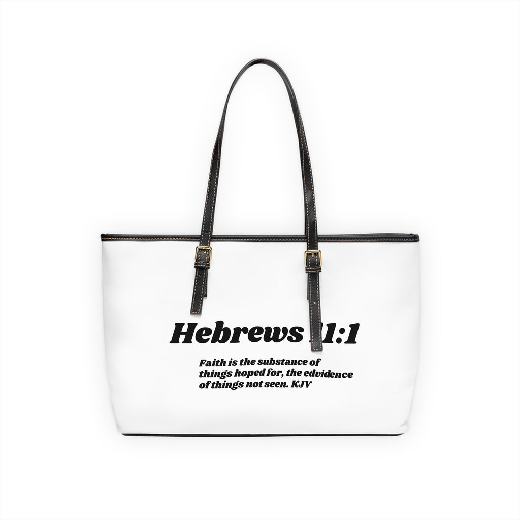 Hebrews 11:1 PU Leather Shoulder Bag — Christian Tote with "theOlivetbee" Logo