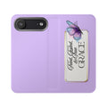 Lavender Flip Phone Case – “Tried, Tested, God’s Given Grace” Wallet Cover