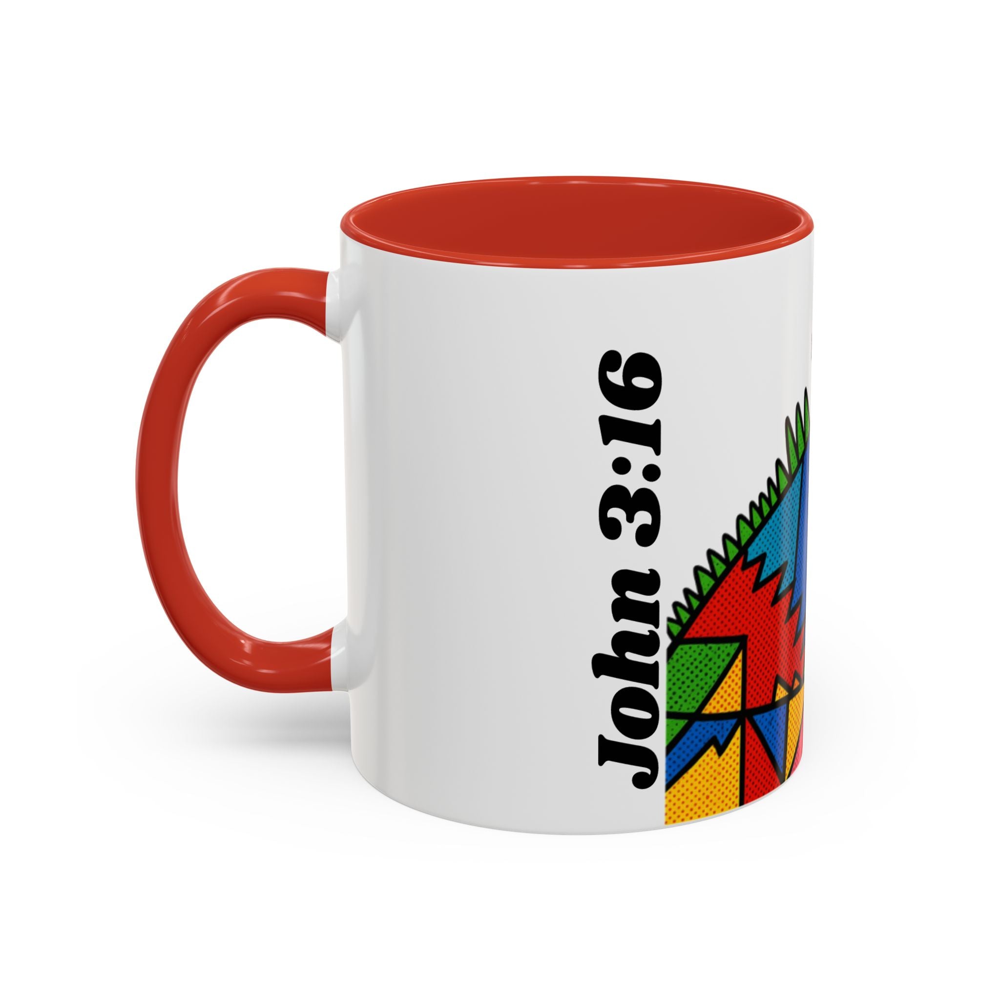 Colorful Christian Cross Accent Coffee Mug — Vibrant Faith Art (11/15oz)