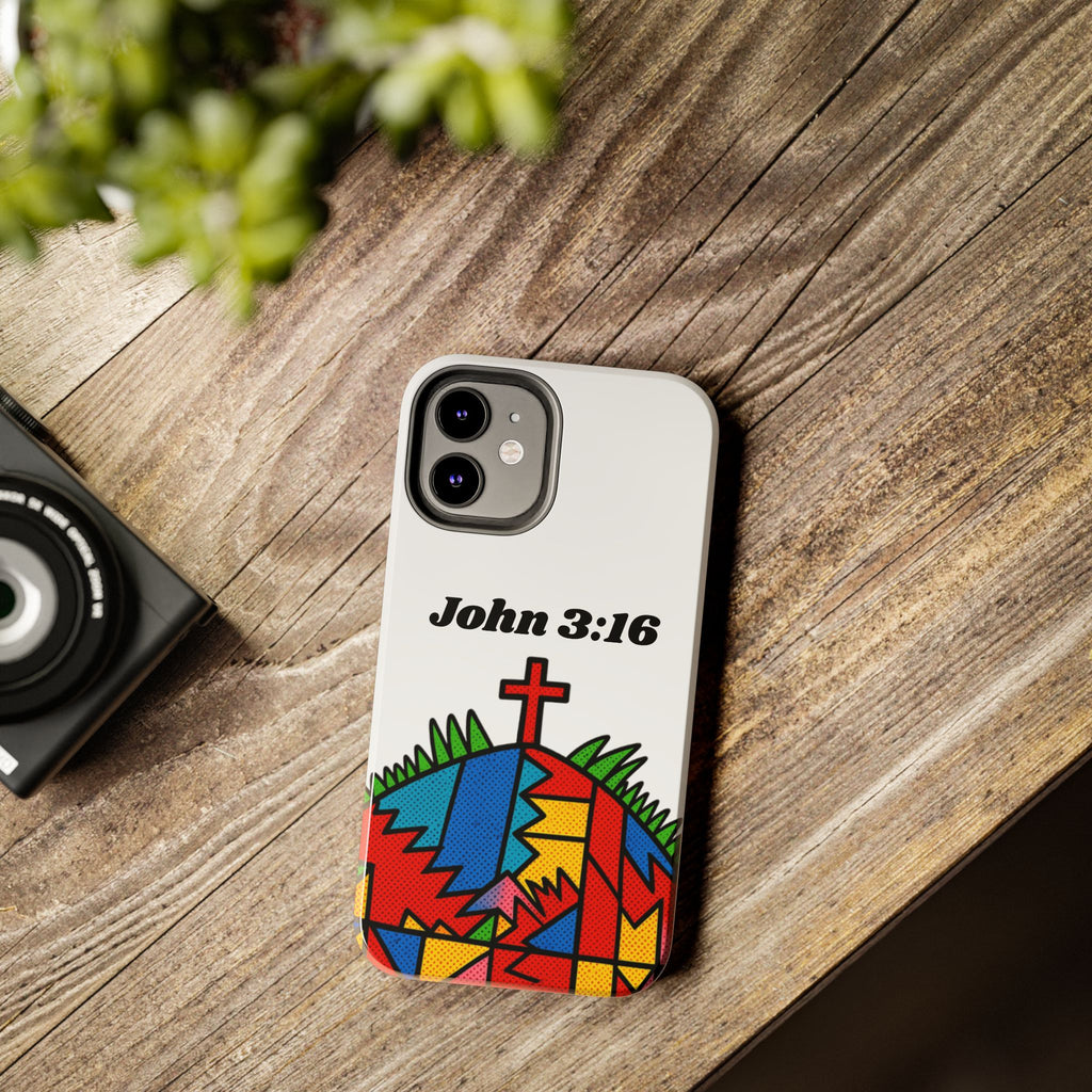 John 3:16 Christian Phone Case — Tough Religious Bible Verse Design