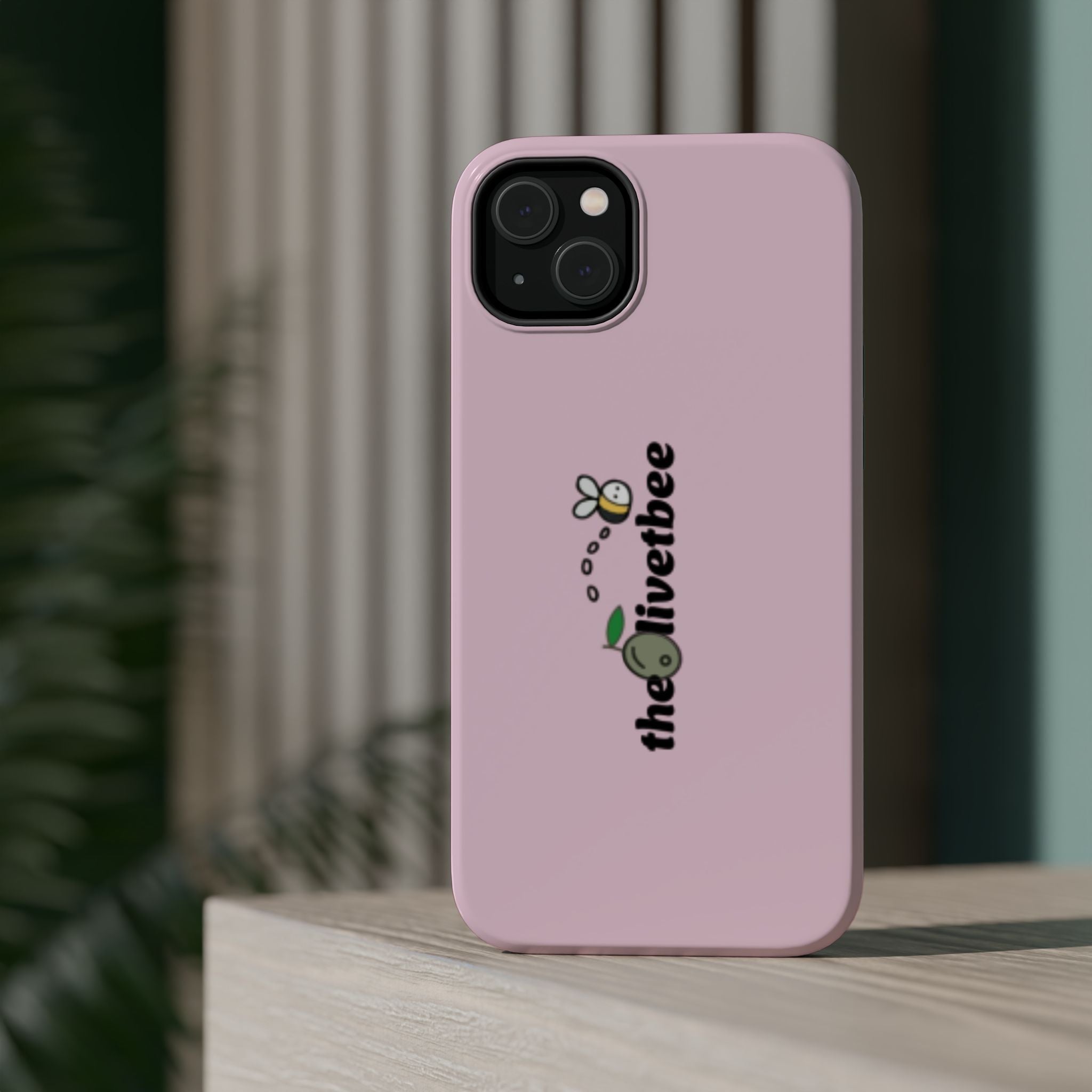 Pink Magnetic Impact-Resistant Phone Case — 'theolivetbee' , Shockproof MagSafe-Compatible Protection