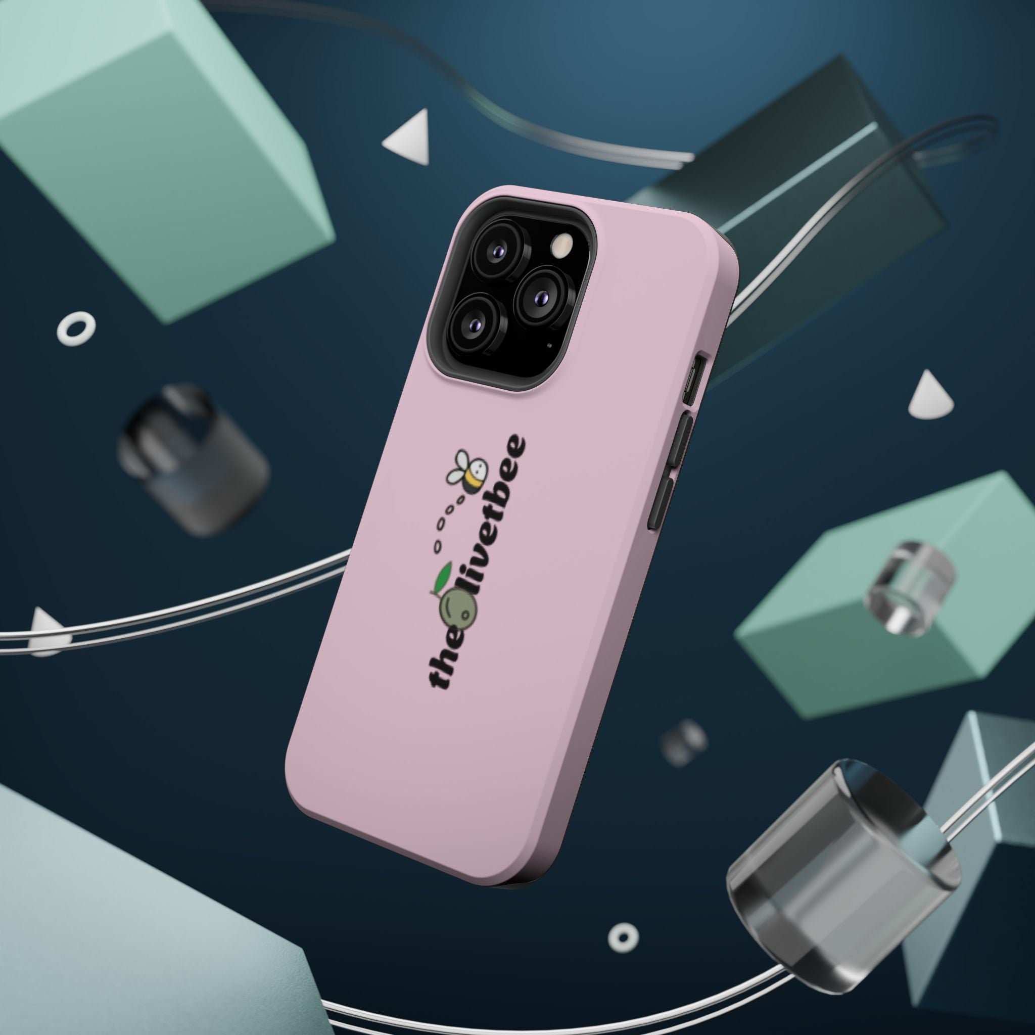 Pink Magnetic Impact-Resistant Phone Case — 'theolivetbee' , Shockproof MagSafe-Compatible Protection