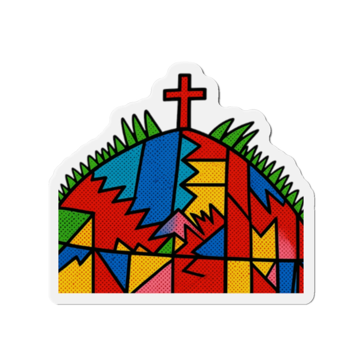 Stained Glass Cross Die-Cut Magnet — Colorful Faith Refrigerator Magnet