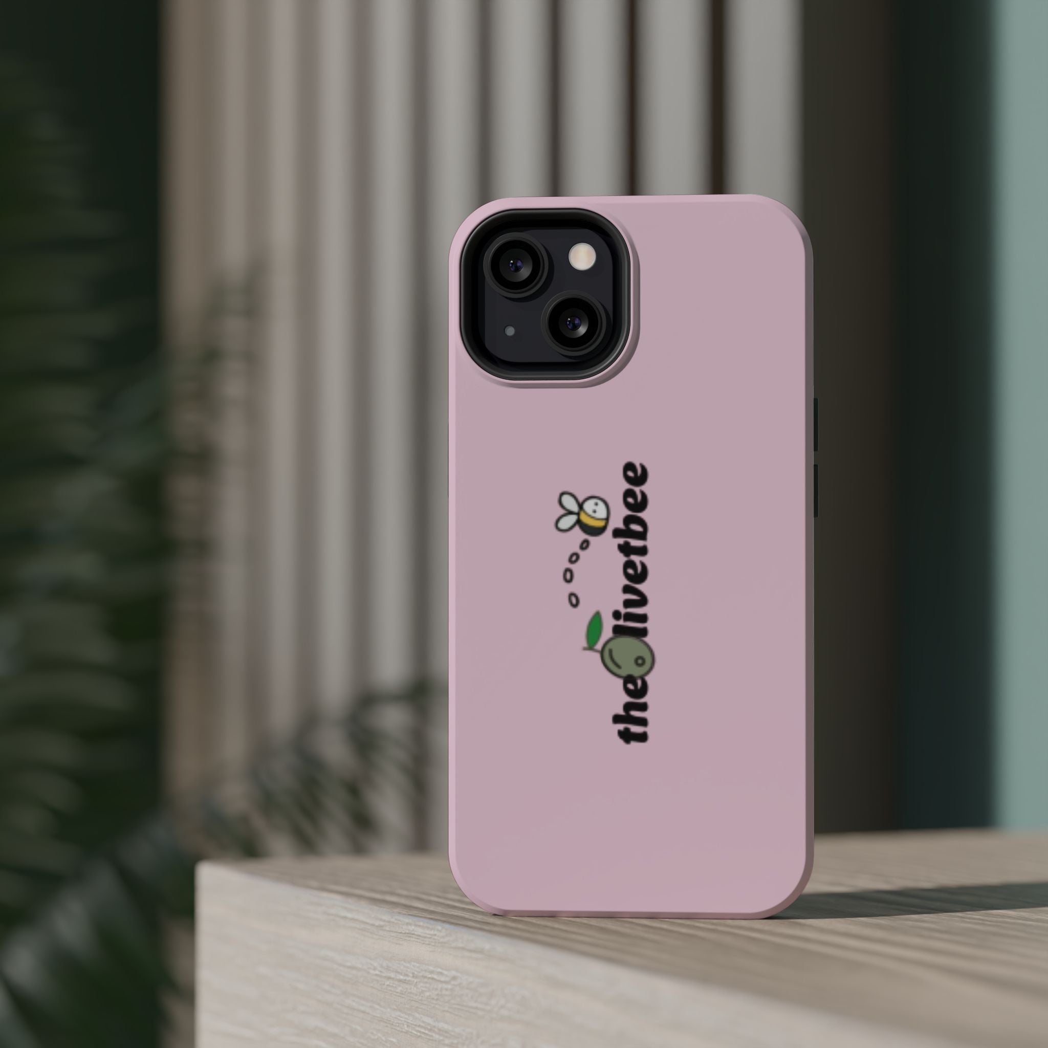 Pink Magnetic Impact-Resistant Phone Case — 'theolivetbee' , Shockproof MagSafe-Compatible Protection