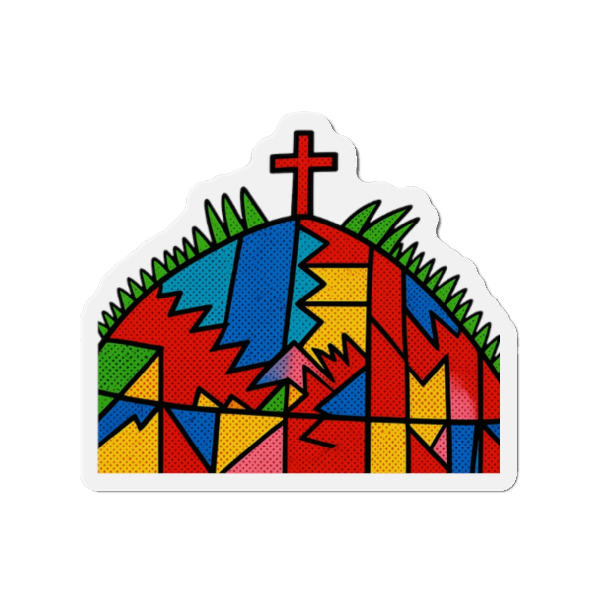 Stained Glass Cross Die-Cut Magnet — Colorful Faith Refrigerator Magnet