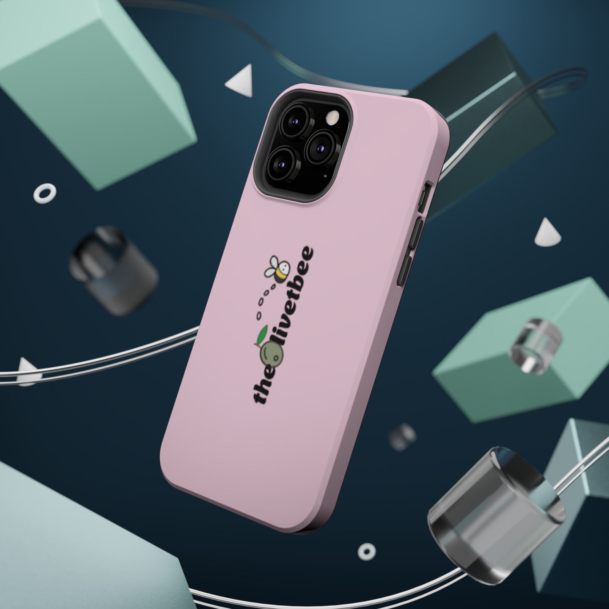 Pink Magnetic Impact-Resistant Phone Case — 'theolivetbee' , Shockproof MagSafe-Compatible Protection
