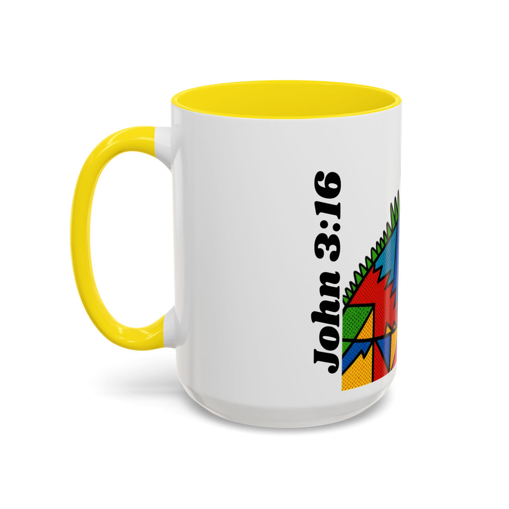 Colorful Christian Cross Accent Coffee Mug — Vibrant Faith Art (11/15oz)