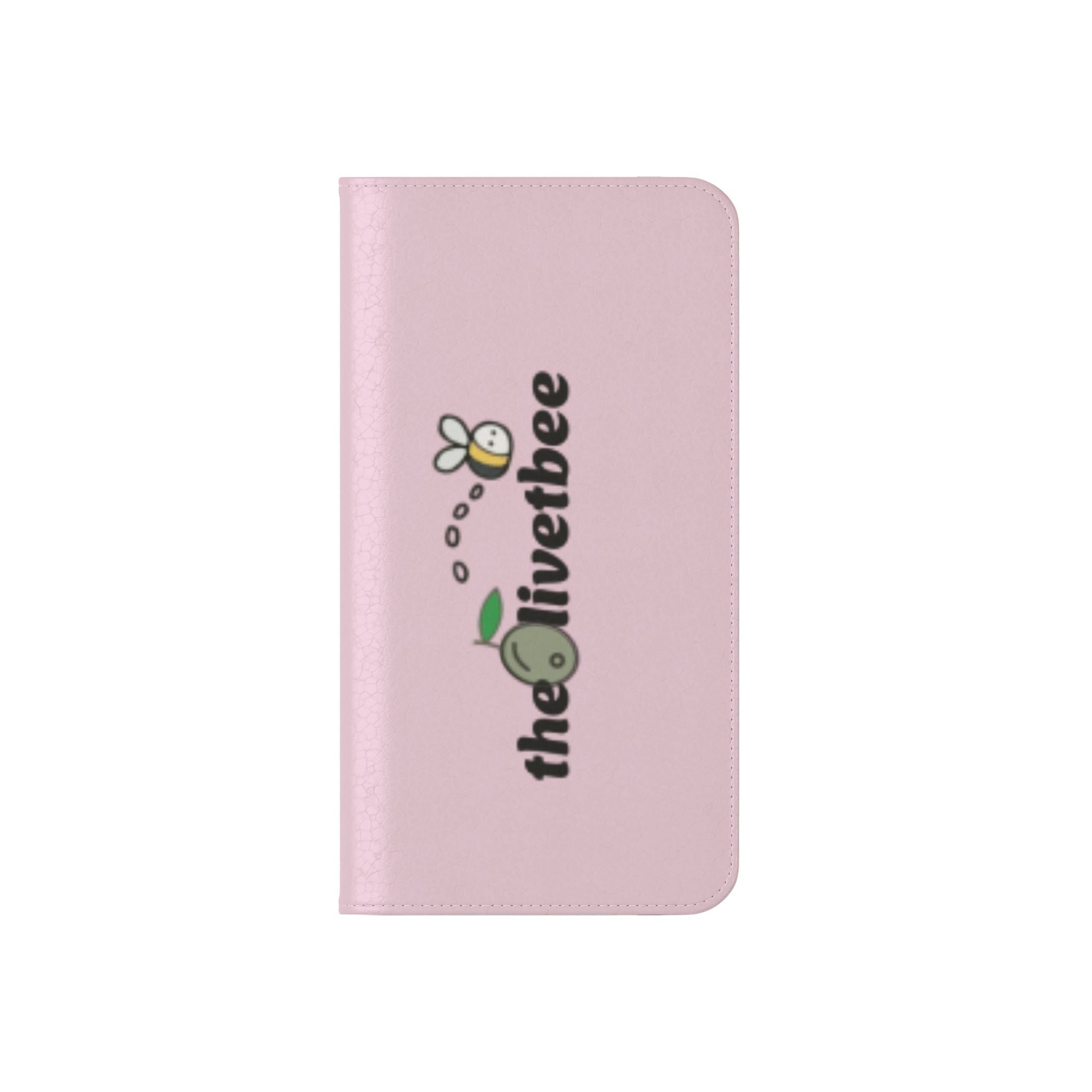 Pink Bee Logo Flip Phone Case — theOlivetbee Wallet Cover