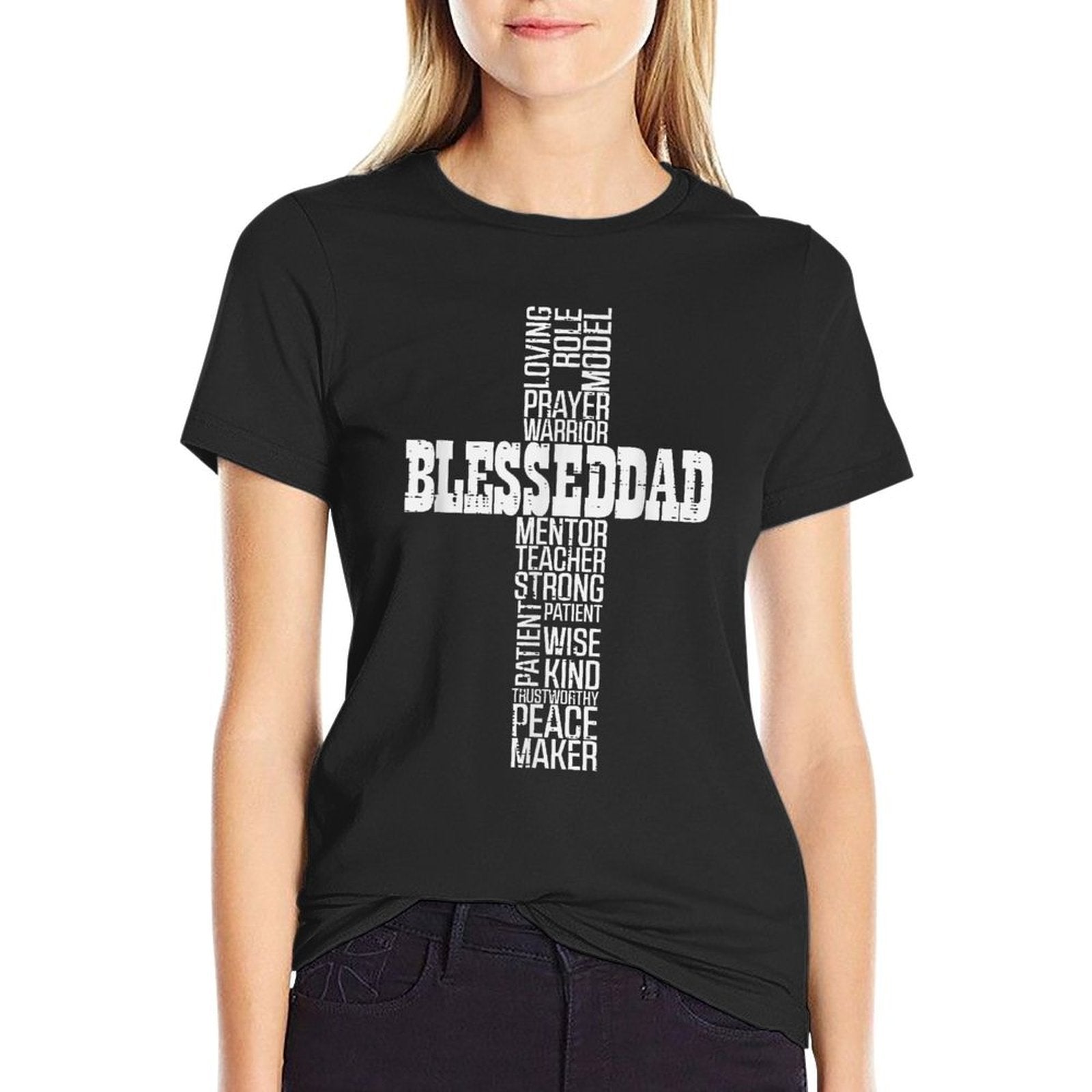 Fathers Day Blessed Dad Cross Christian Daddy Papa Dada Men  Vintage-inspired T-Shirt