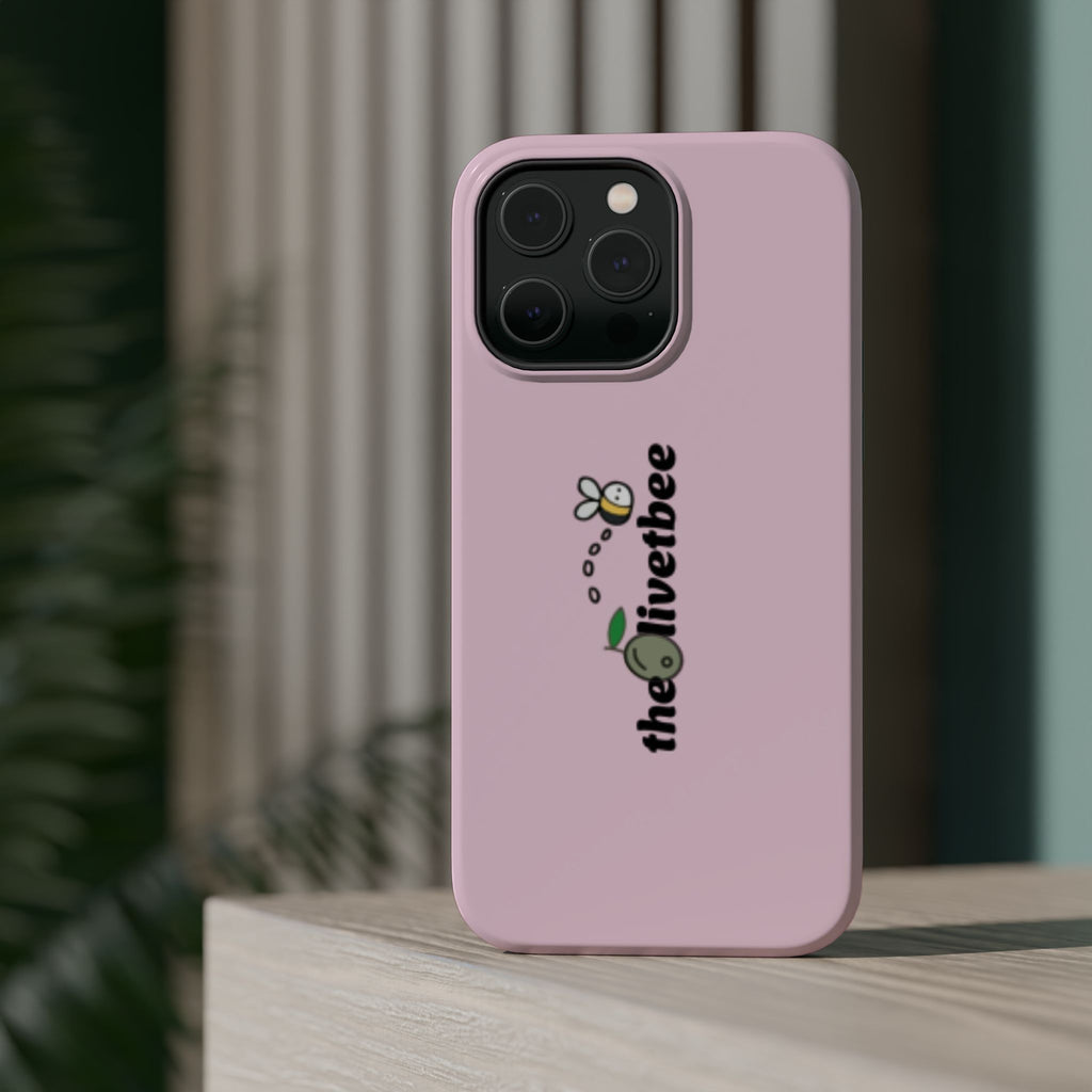 Pink Magnetic Impact-Resistant Phone Case — 'theolivetbee' , Shockproof MagSafe-Compatible Protection