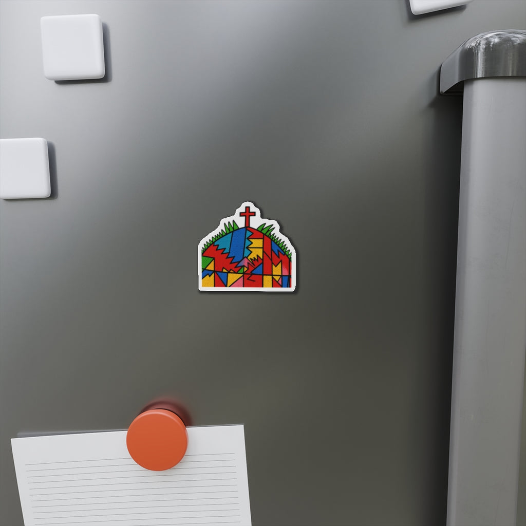 Stained Glass Cross Die-Cut Magnet — Colorful Faith Refrigerator Magnet