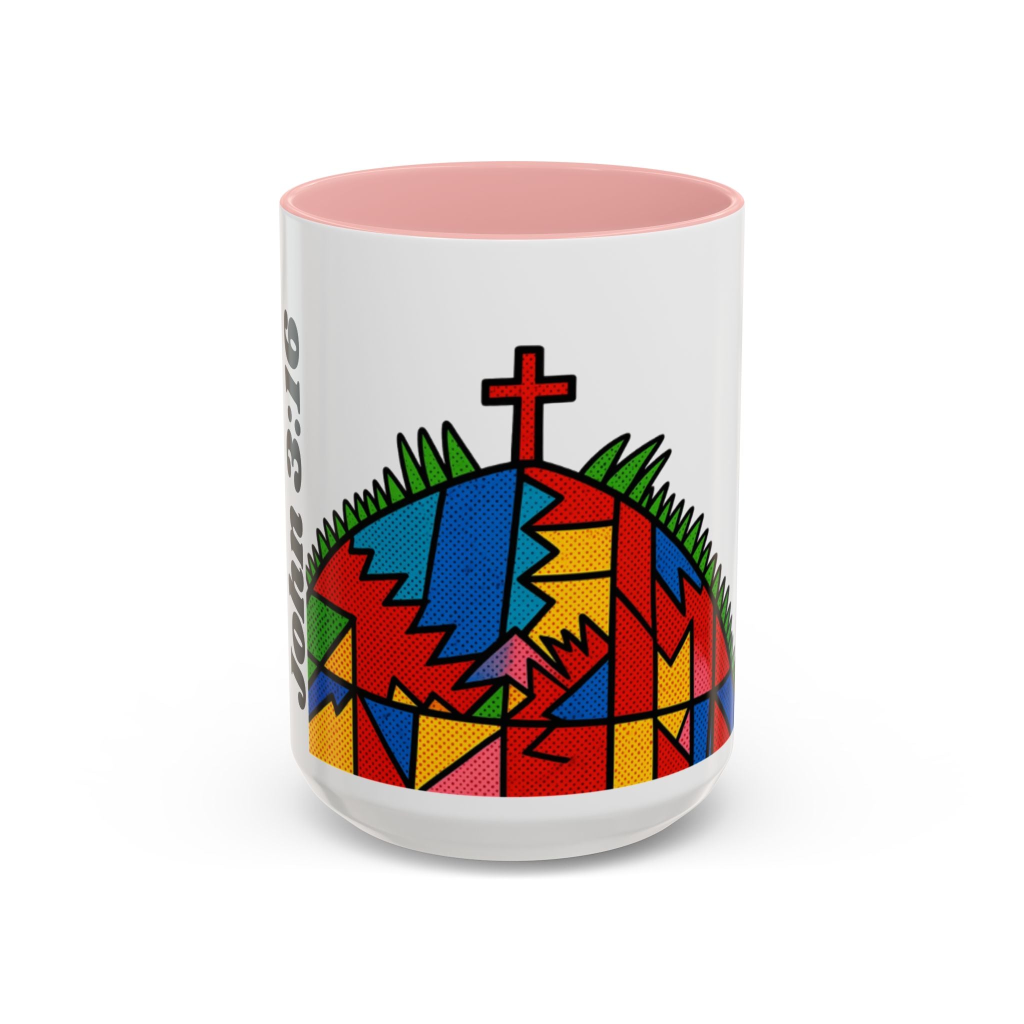 Colorful Christian Cross Accent Coffee Mug — Vibrant Faith Art (11/15oz)