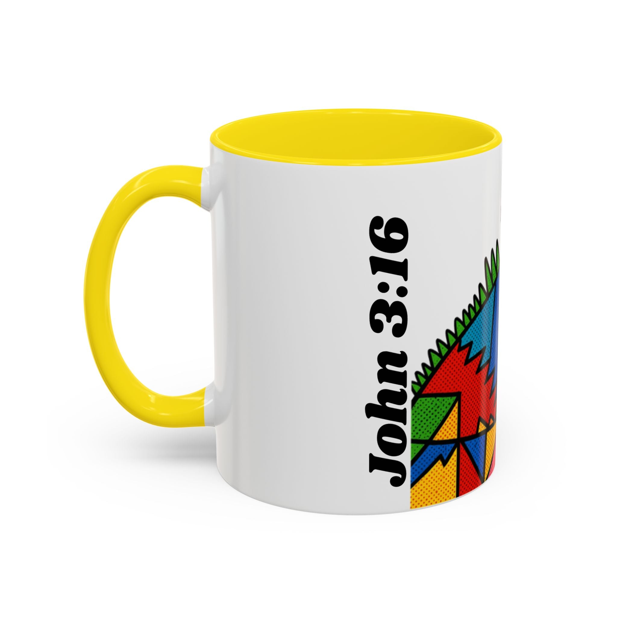 Colorful Christian Cross Accent Coffee Mug — Vibrant Faith Art (11/15oz)