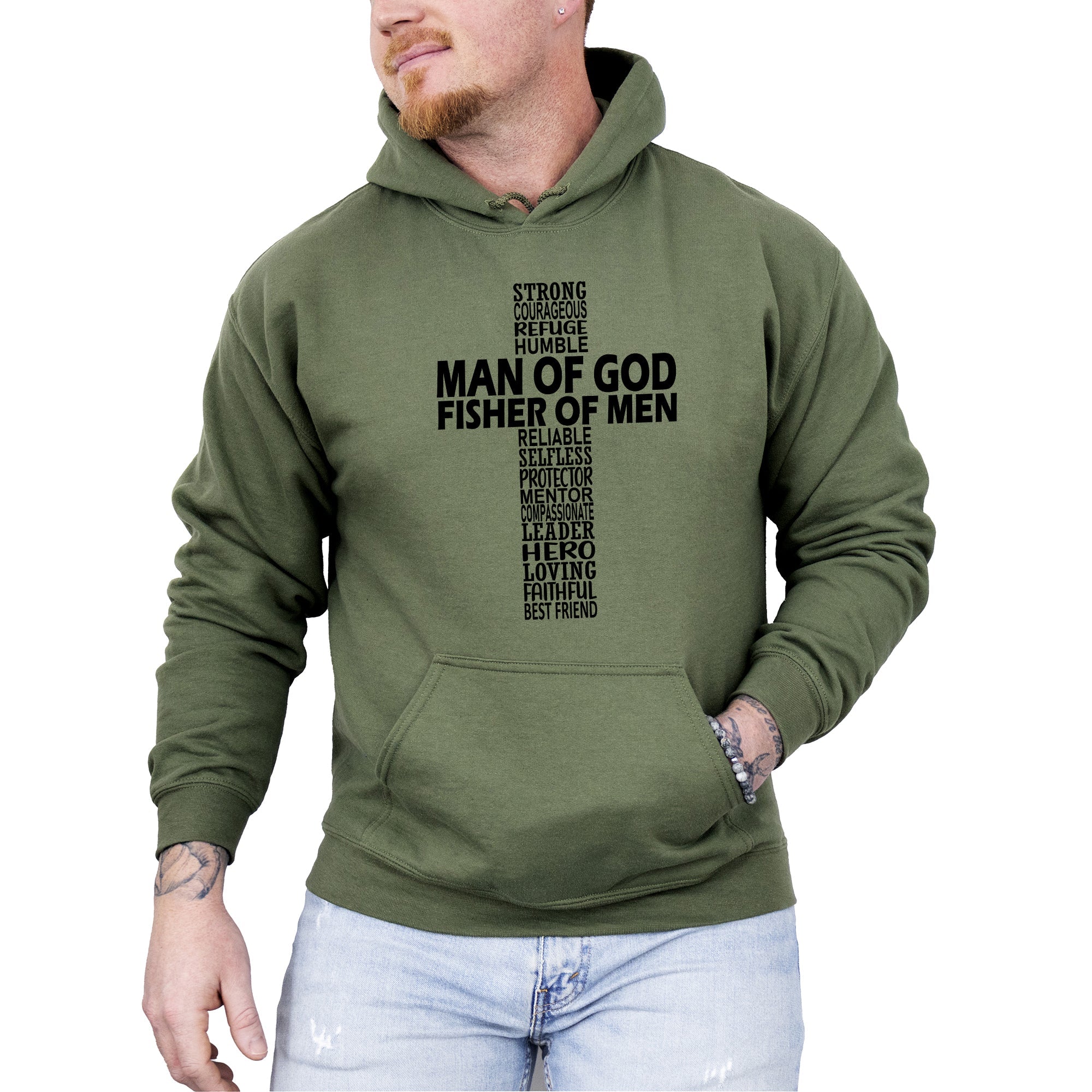 Man of God, Fisher of Men, Gospel, Jesus, Christian, Faith Hoodie, Hooded Sweatshirt