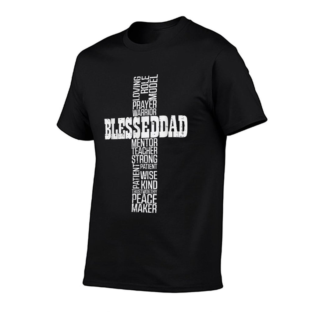 Fathers Day Blessed Dad Cross Christian Daddy Papa Dada Men  Vintage-inspired T-Shirt